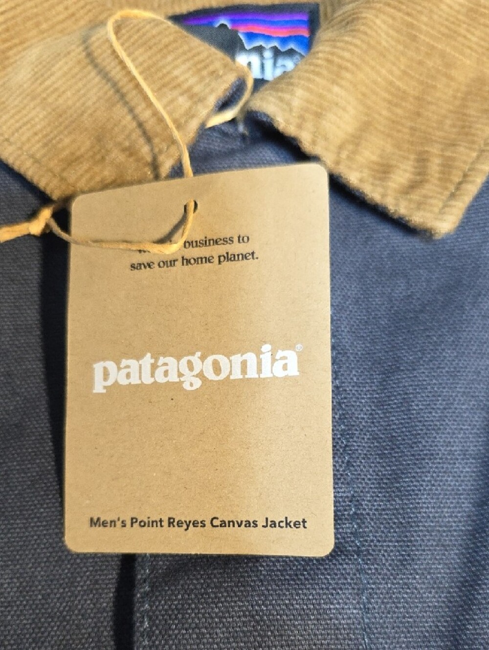 Patagonia Navy Jacket with Brown Corduroy Collar - Picture 2 of 7